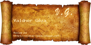 Valdner Géza névjegykártya