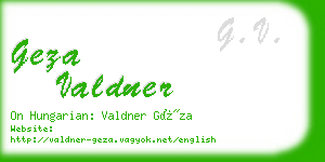 geza valdner business card